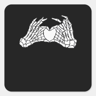 Skeleton Heart Hands - Light Square Sticker