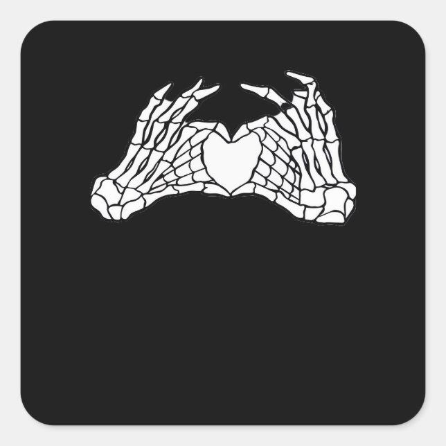 Skeleton Heart Hands - Light Square Sticker (Front)