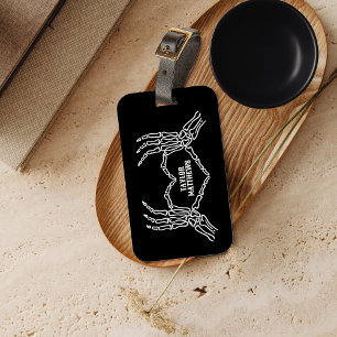 Skeleton Heart Hands Personalised Luggage Tag