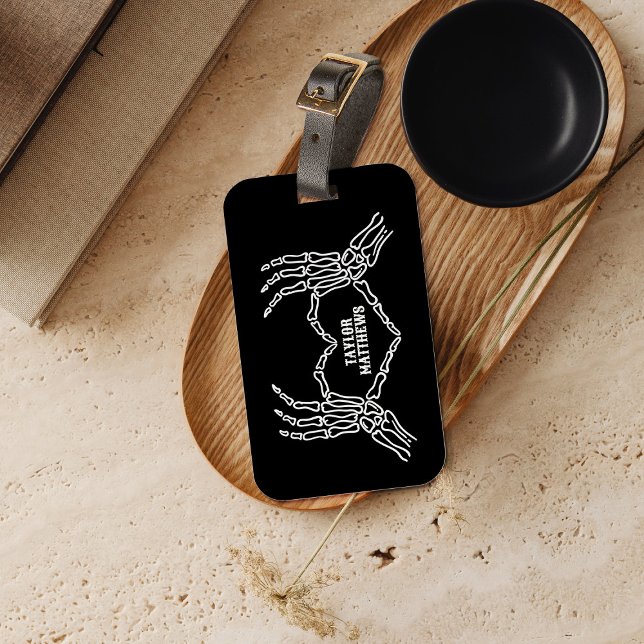 Skeleton Heart Hands Personalised Luggage Tag (Creator Uploaded)
