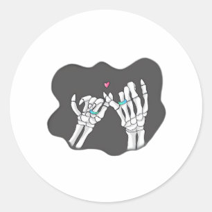 Skeleton Heart Hands  Promise Classic Round Sticker