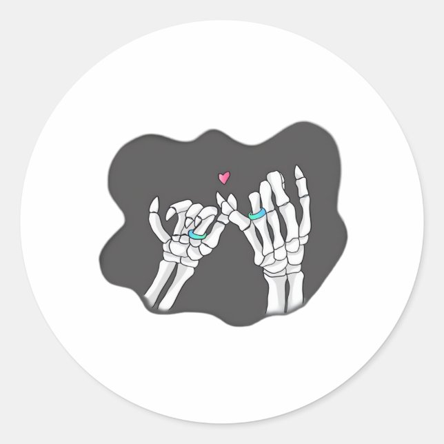 Skeleton Heart Hands  Promise Classic Round Sticker (Front)