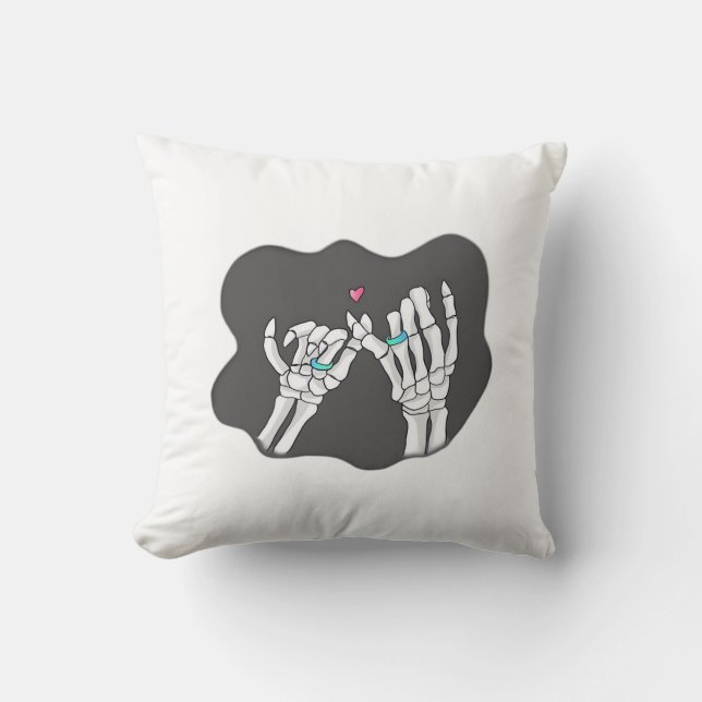 Skeleton Heart Hands  Promise Cushion (Front)