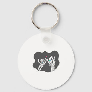 Skeleton Heart Hands  Promise Key Ring
