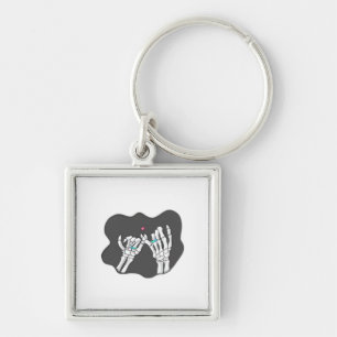 Skeleton Heart Hands  Promise Key Ring