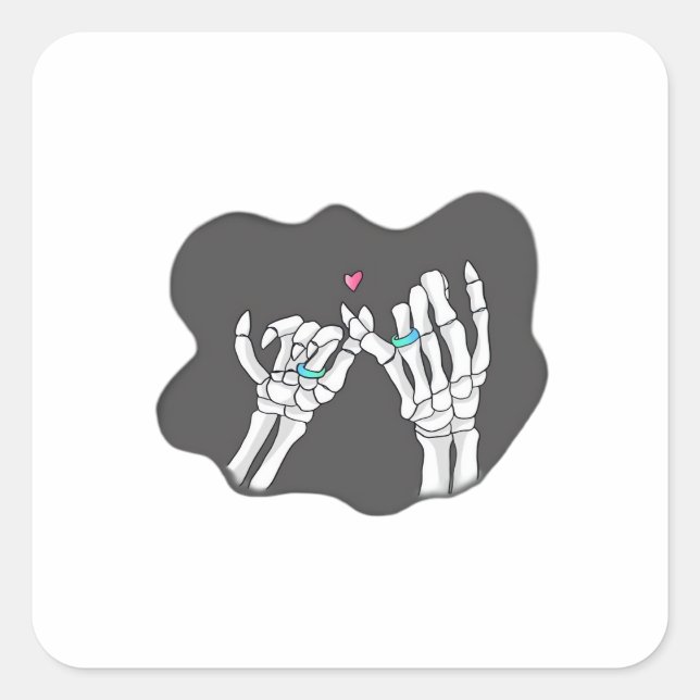 Skeleton Heart Hands  Promise Square Sticker (Front)
