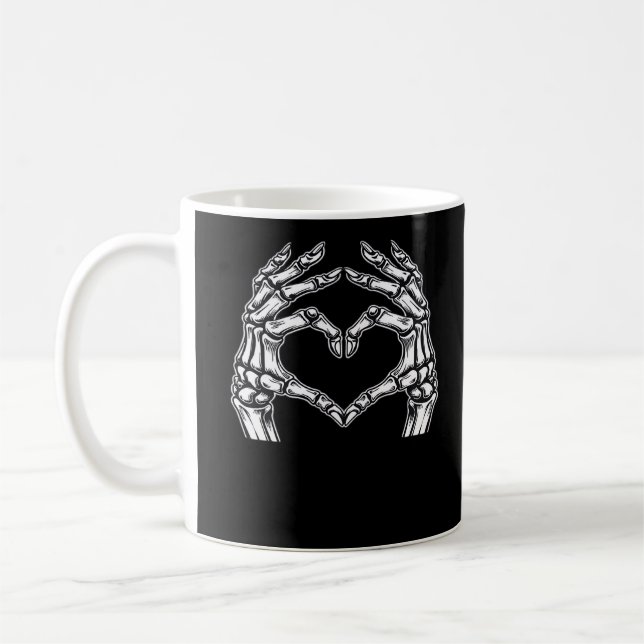 Skeleton Heart Hands Sign Halloween Costume Basic  Coffee Mug (Left)