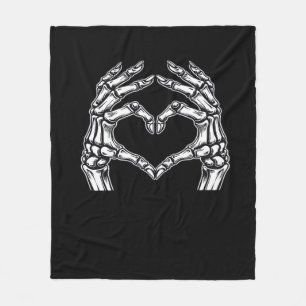 Skeleton Heart Hands Sign Halloween Costume Basic Fleece Blanket