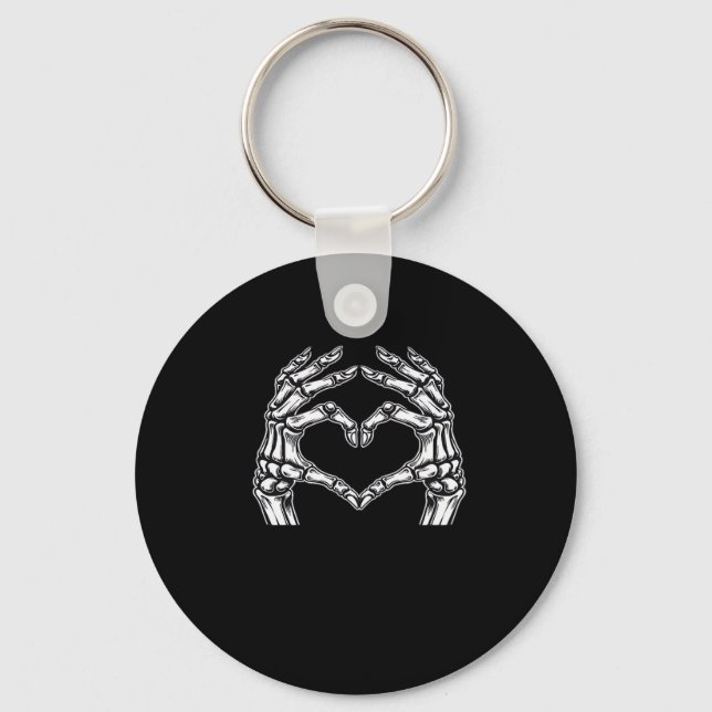 Skeleton Heart Hands Sign Halloween Costume Basic  Key Ring (Front)