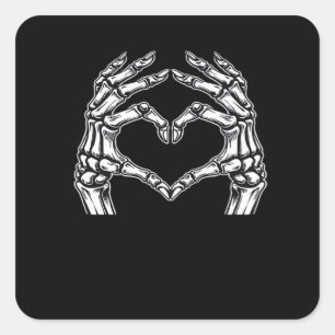 Skeleton Heart Hands Sign Halloween Costume Basic  Square Sticker