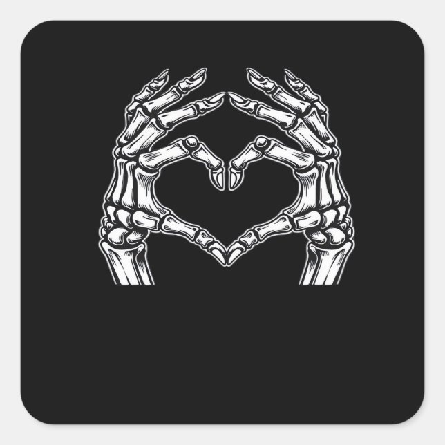 Skeleton Heart Hands Sign Halloween Costume Basic  Square Sticker (Front)