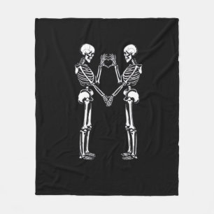 Skeleton Heart Hands Sign Halloween Costume Classi Fleece Blanket