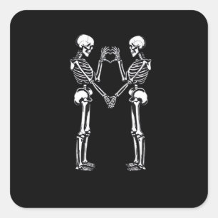 Skeleton Heart Hands Sign Halloween Costume Classi Square Sticker