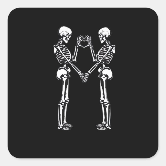Skeleton Heart Hands Sign Halloween Costume Classi Square Sticker (Front)