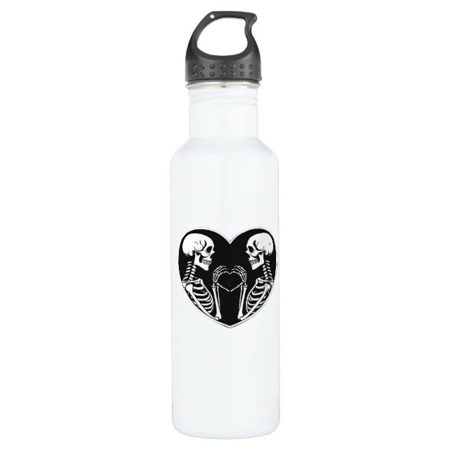 Skeleton Heart Hands Sign Halloween Costume Retro  710 Ml Water Bottle (Front)