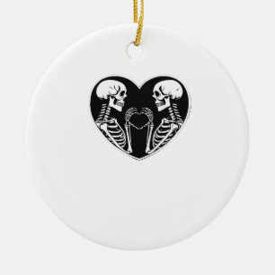 Skeleton Heart Hands Sign Halloween Costume Retro Ceramic Ornament