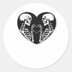 Skeleton Heart Hands Sign Halloween Costume Retro  Classic Round Sticker