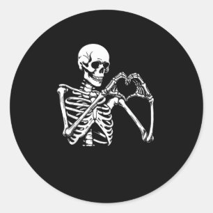 Skeleton Heart Hands Sign Halloween Costume Retro  Classic Round Sticker