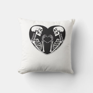 Skeleton Heart Hands Sign Halloween Costume Retro Cushion