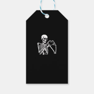 Skeleton Heart Hands Sign Halloween Costume Retro Gift Tags