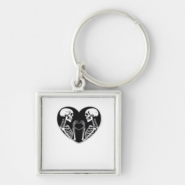Skeleton Heart Hands Sign Halloween Costume Retro  Key Ring (Front)