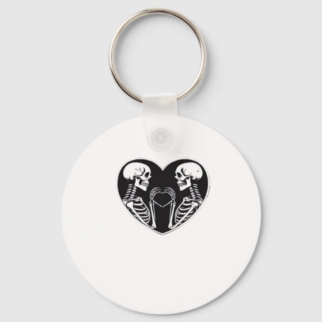 Skeleton Heart Hands Sign Halloween Costume Retro  Key Ring (Front)