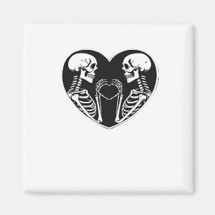 Skeleton Heart Hands Sign Halloween Costume Retro Magnet