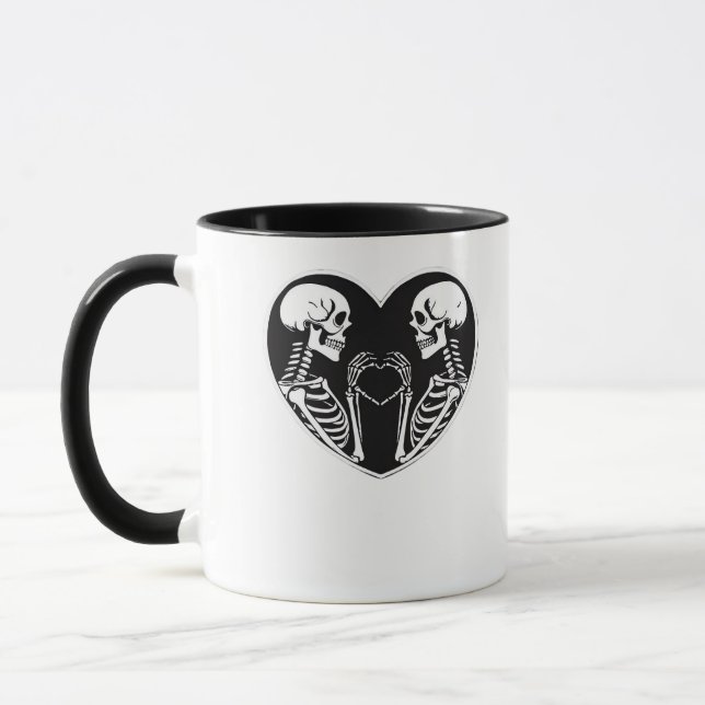 Skeleton Heart Hands Sign Halloween Costume Retro  Mug (Left)