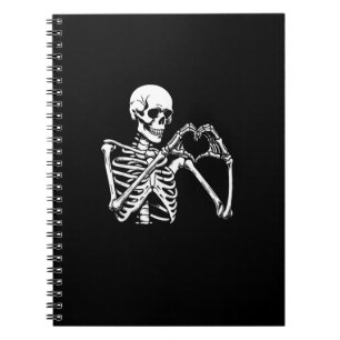 Skeleton Heart Hands Sign Halloween Costume Retro Notebook
