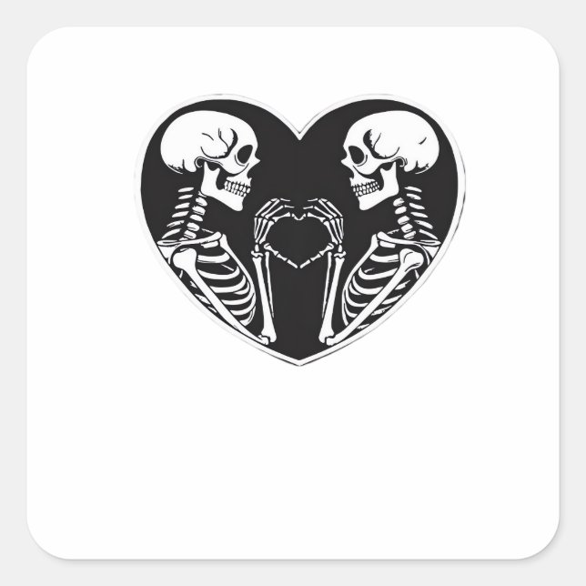Skeleton Heart Hands Sign Halloween Costume Retro  Square Sticker (Front)