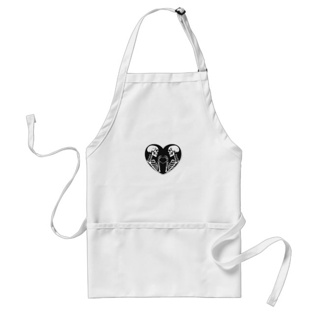 Skeleton Heart Hands Sign Halloween Costume Retro  Standard Apron (Front)
