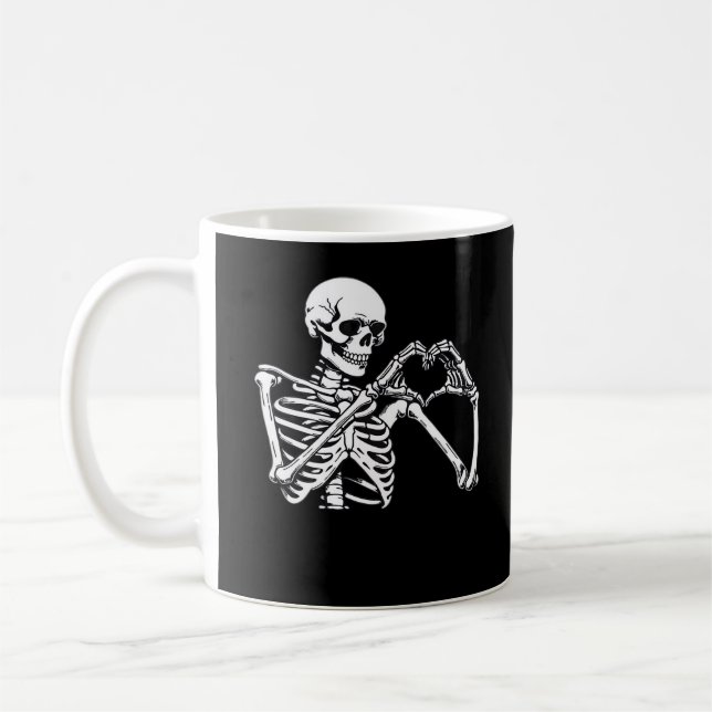 Skeleton Heart Hands Sign Halloween Costume Trendi Coffee Mug (Left)