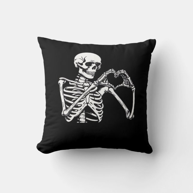 Skeleton Heart Hands Sign Halloween Costume Trendi Cushion (Front)