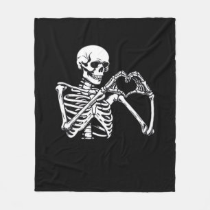 Skeleton Heart Hands Sign Halloween Costume Trendi Fleece Blanket