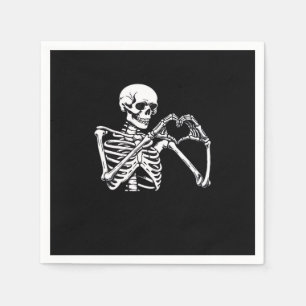 Skeleton Heart Hands Sign Halloween Costume Trendi Napkin