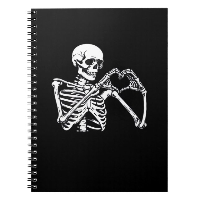 Skeleton Heart Hands Sign Halloween Costume Trendi Notebook (Front)