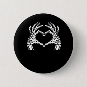 Skeleton Heart Hands Sign Halloween Costume Viral 6 Cm Round Badge