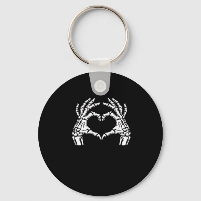 Skeleton Heart Hands Sign Halloween Costume Viral  Key Ring (Front)