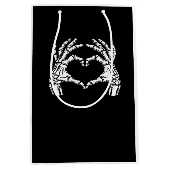 Skeleton Heart Hands Sign Halloween Costume Viral  Medium Gift Bag (Front)