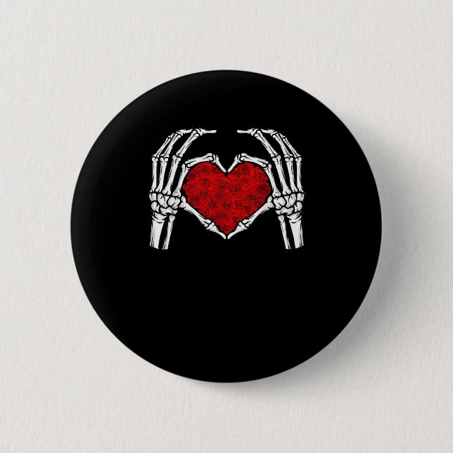 Skeleton Heart Hands Sign Valentine's Day Cute Hea 6 Cm Round Badge (Front)