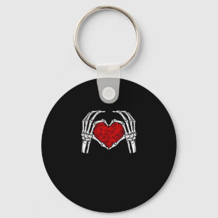 Skeleton Heart Hands Sign Valentine's Day Cute Hea Key Ring