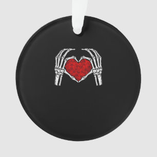 Skeleton Heart Hands Sign Valentine's Day Cute Hea Ornament