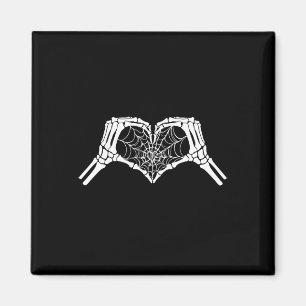Skeleton Heart Hands Spiderweb Halloween Spooky Lo Magnet