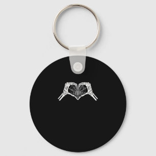 Skeleton Heart Hands Spiderweb Halloween Spooky Wo Key Ring