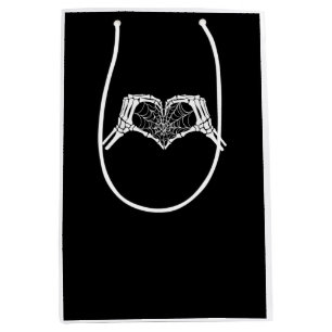Skeleton Heart Hands Spiderweb Halloween Spooky Wo Medium Gift Bag