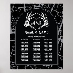 Skeleton Heart Hands Table Plan Wedding Seating Poster