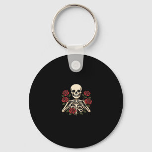 Skeleton Heart Hands With Red Roses – Romantic Got Key Ring