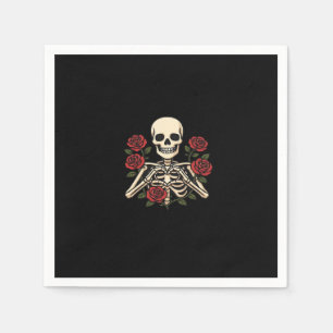 Skeleton Heart Hands With Red Roses – Romantic Got Napkin