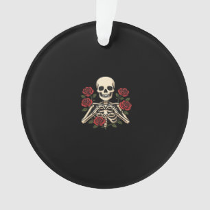 Skeleton Heart Hands With Red Roses – Romantic Got Ornament