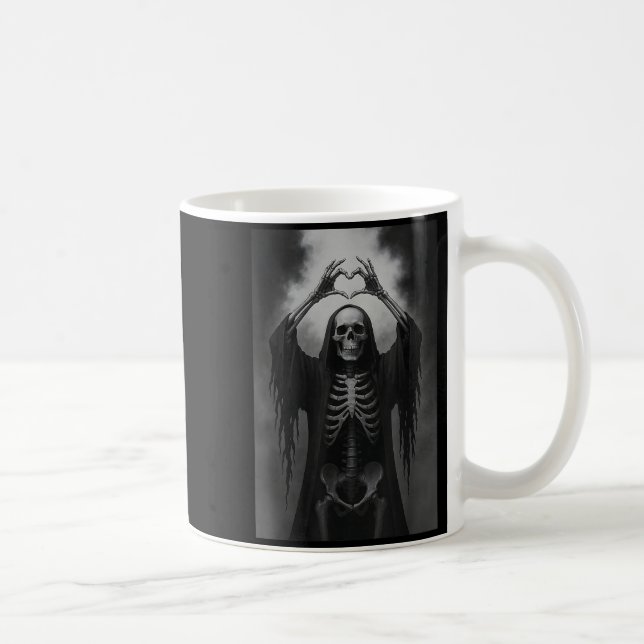 Skeleton Heart Hands Y Face Horror Ster Halloween  Coffee Mug (Right)